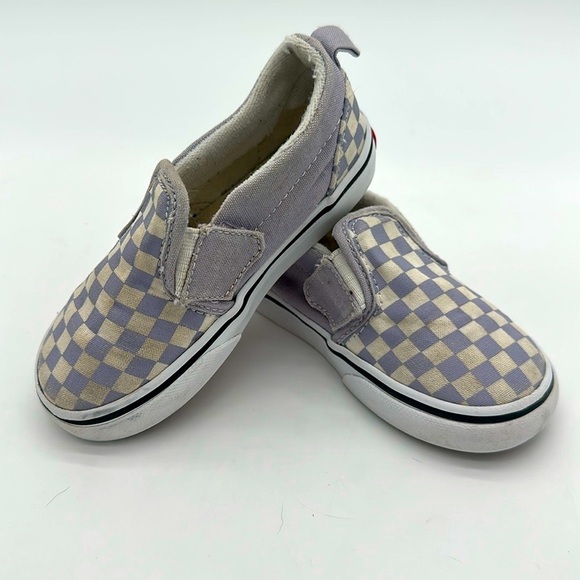 Vans Toddler Girls Size 8.5 Lavender - White Checkered Slip-On Shoes - Picture 1 of 12